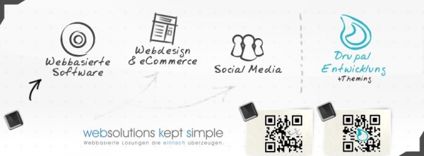 Unser Facebook Timeline Design mit QR Codes. Webbasierte Software - Webdesign & eCommerce - Social Media - Drupal Entwicklung + Theming | websolutions kept simple
