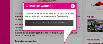 Aussteller werden? - Layer / Tooltip / Sprechblase