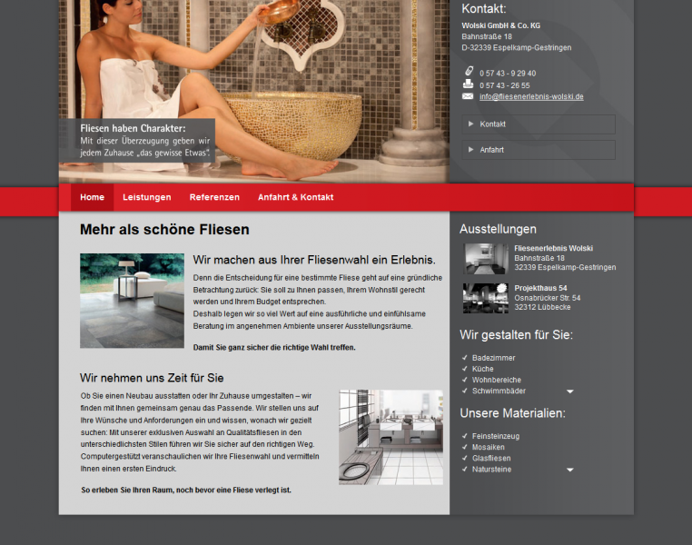 Webdesign Fliesenerlebnis-Wolski.de Espelkamp