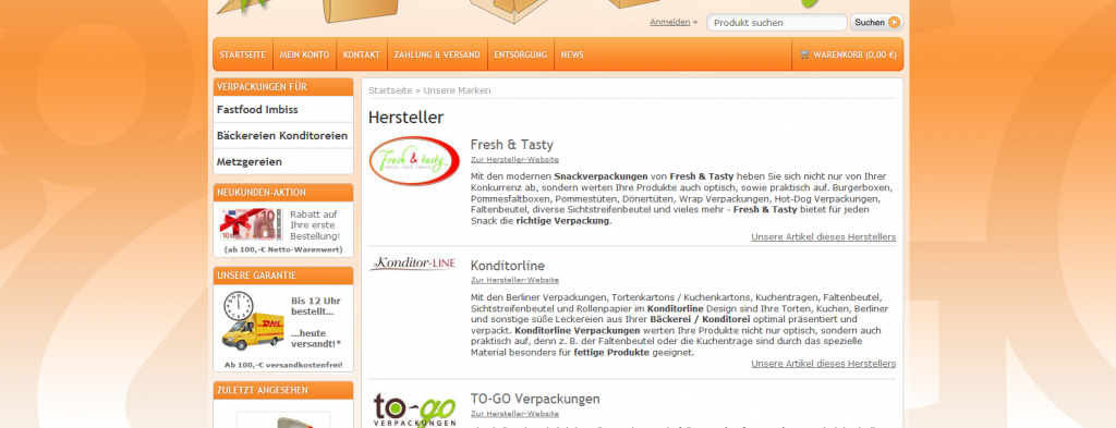 Suchmaschinenmarketing und -werbung TO-GO Verpackungen SEO / SEM