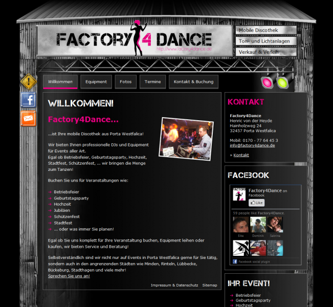 Webdesign & Social Media Integration Factory4Dance