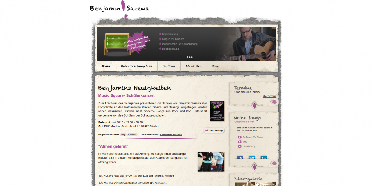 Drupal 7 Webdesign Benjamin Sazewa Musiker Blog Drupal 7 Webdesign Benjamin Sazewa Musiker Blog