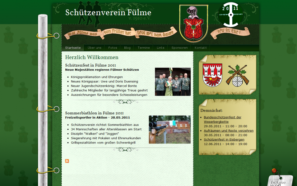 Drupal Webdesign Internetpräsenz Schützenverein Fülme
