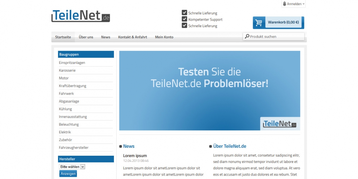 JTL-Shop3 individuelle Theme Erstellung TeileNet.de