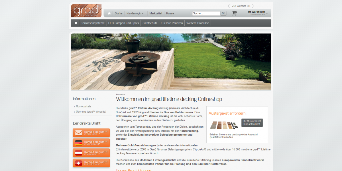 grad-decking.de - Onlineshop Entwicklung