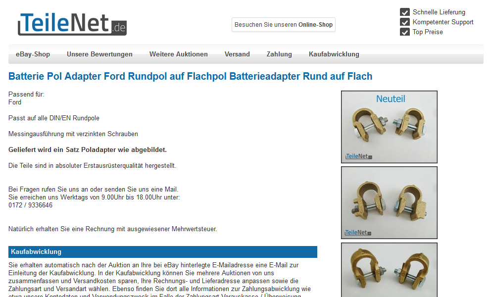 Teilenet.de JTL Shop eBay Template Erstellung eazyAuction