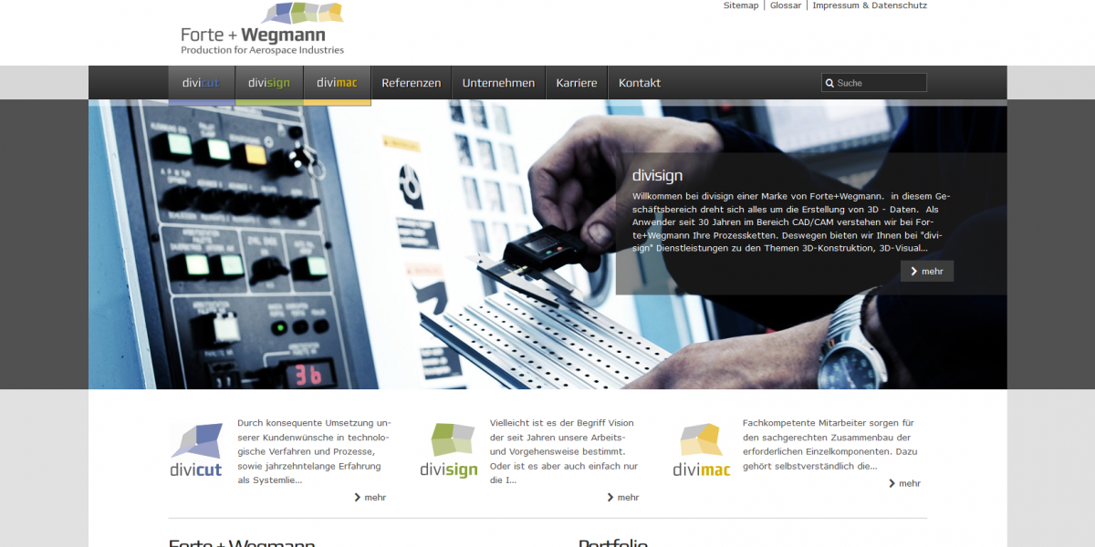Forte + Wegmann Drupal CMS Startseite