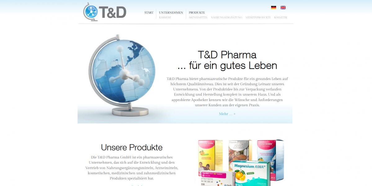 Startseite Drupal Webdesign TD-Pharma.de