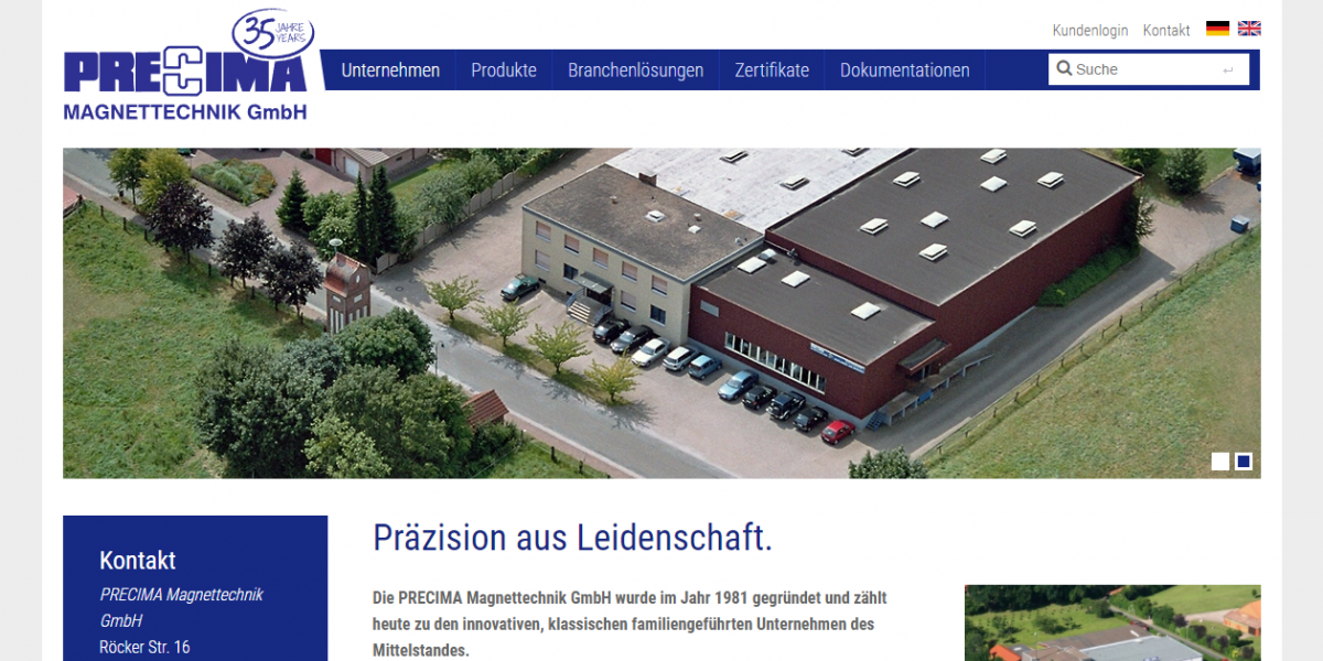 Precima.de Desktop Frontpage