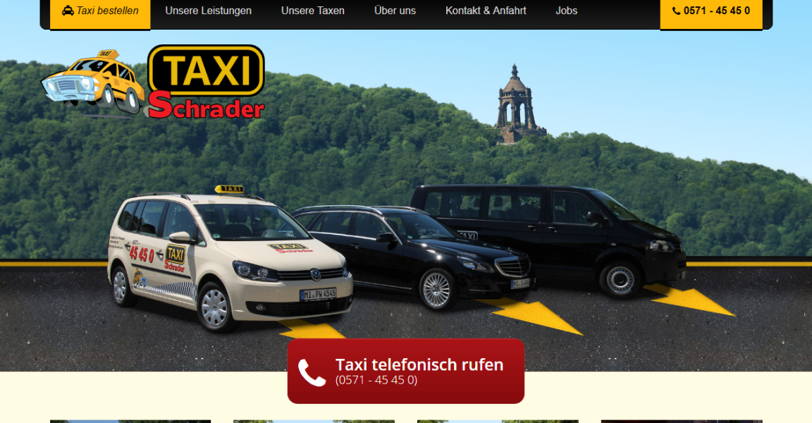 Responsive Webdesign Porta Westfalica Taxi Schrader: Desktopansicht