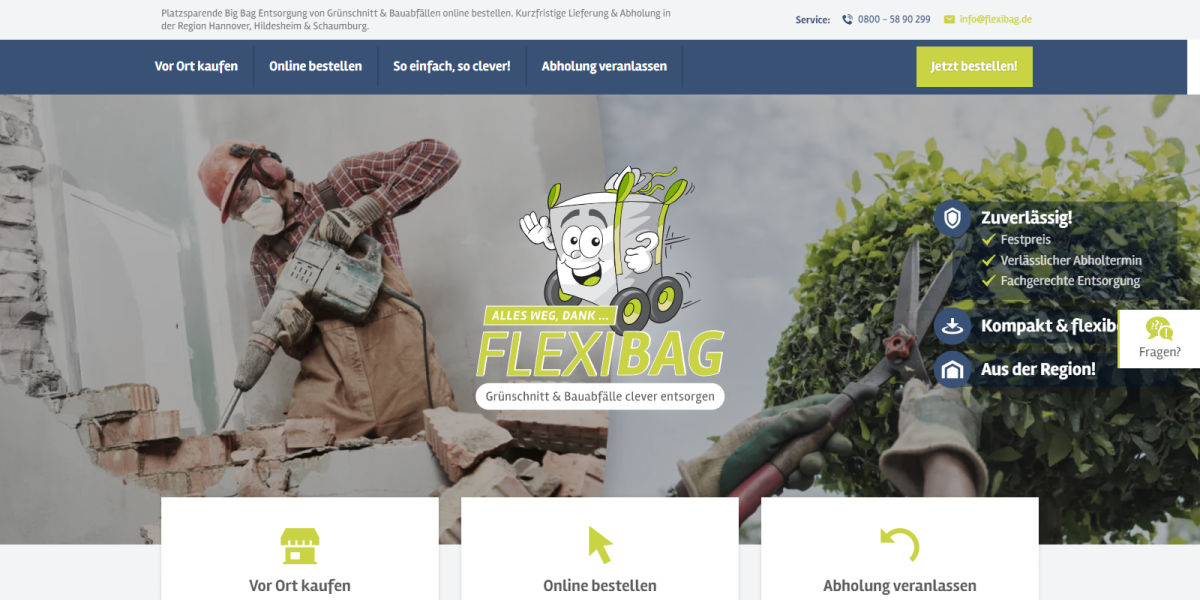 Flexibag.de flexible BigBag Entsorgung Drupal CMS Website