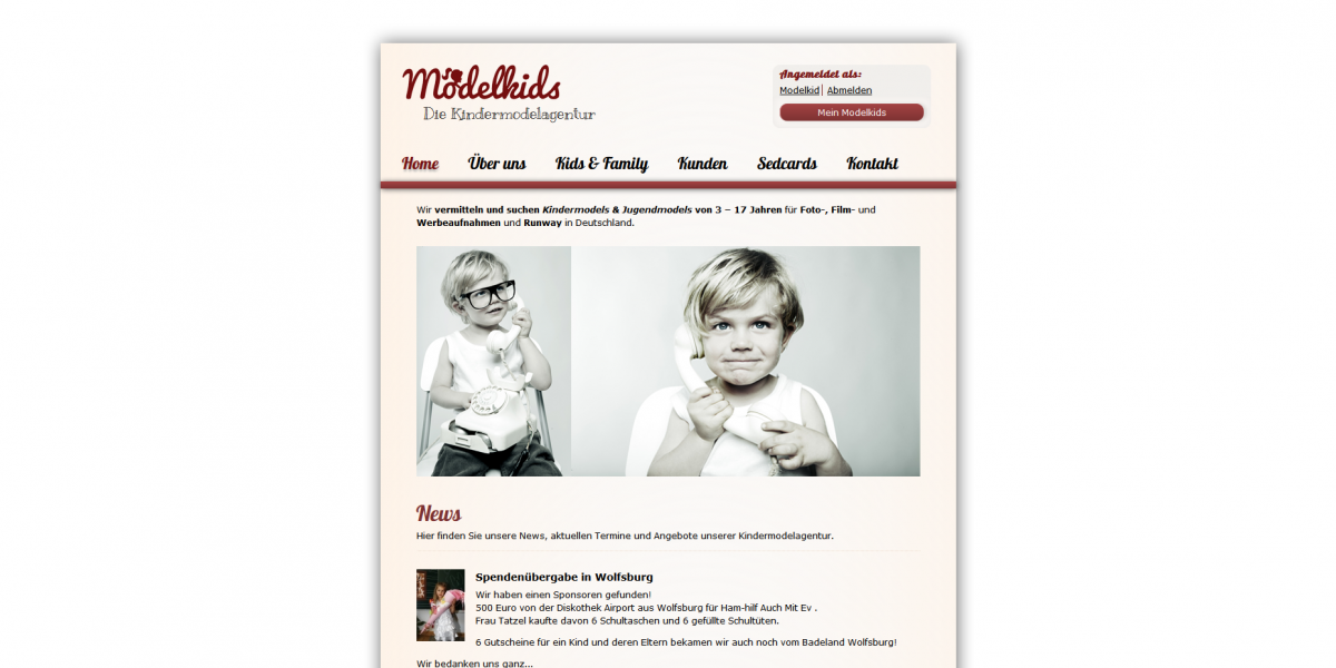 Modelkids.de - Webdesign Drupal CMS Website & Modelportal