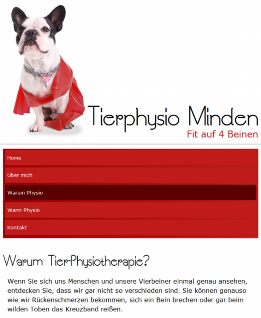 Tierphysiotherapie Minden - Responsive Webdesign