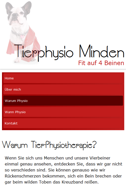 Tierphysiotherapie Minden - Responsive Webdesign