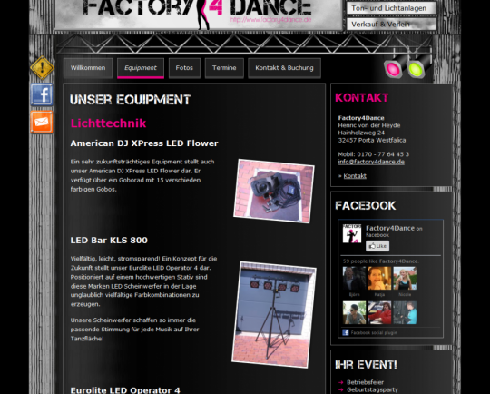 Webdesign & Social Media Integration Factory4Dance aus Porta Westfalica