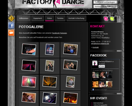 Webdesign & Social Media Integration Factory4Dance aus Porta Westfalica