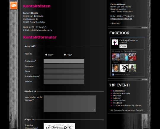 Webdesign & Social Media Integration Factory4Dance aus Porta Westfalica