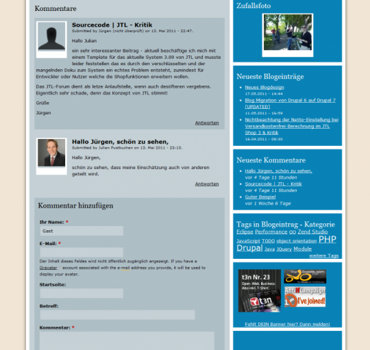 Drupal Webdesign Julian Pustkuchen privater Blog / Weblog