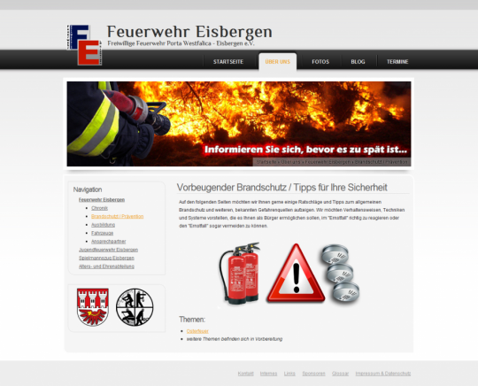 Drupal CMS Webdesign Freiwillige Feuerwehr Porta Westfalica Eisbergen