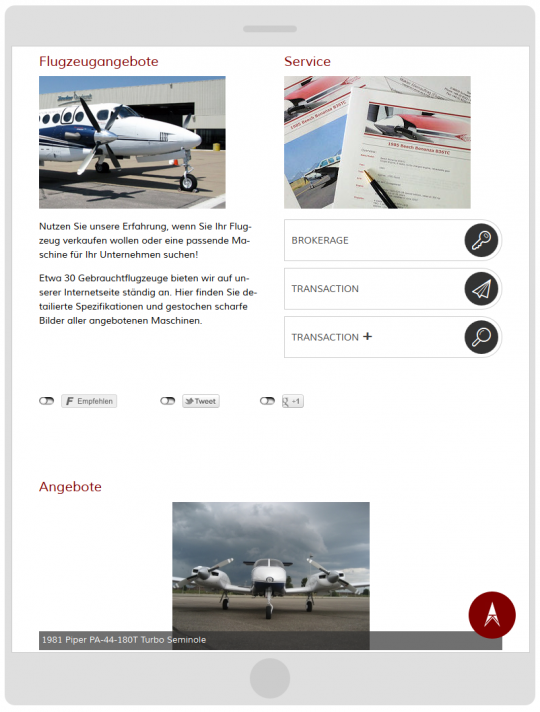 Drupal CMS Responsive Ansicht auf einem Tablet (Portrait)