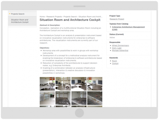 Programmierung Drupal 7 CMS Online-Forschungsplattform Tabletansicht