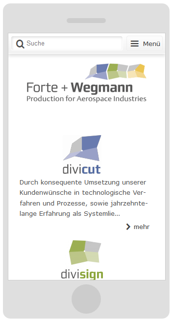 Smartphone Darstellung der Drupal CMS Website