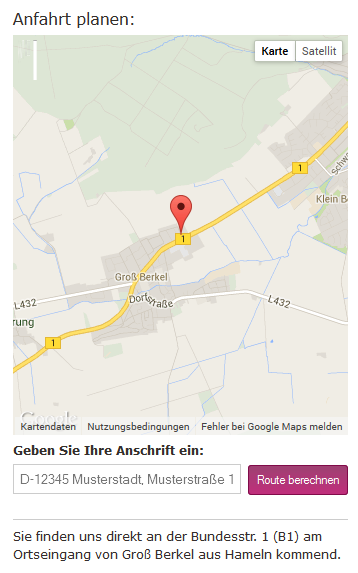 möbelpunkt.de Webdesign Anfahrtsplaner