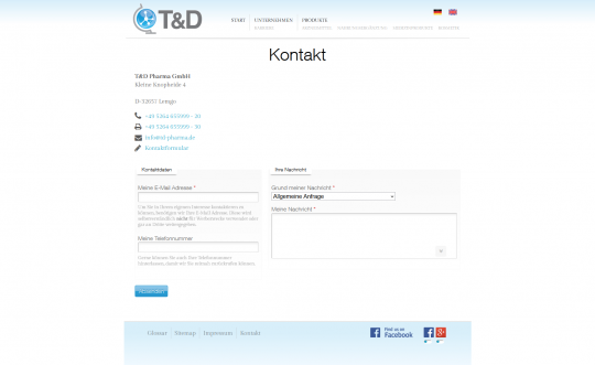 Kontaktseite TD-Pharma.de Drupal 7 Webdesign