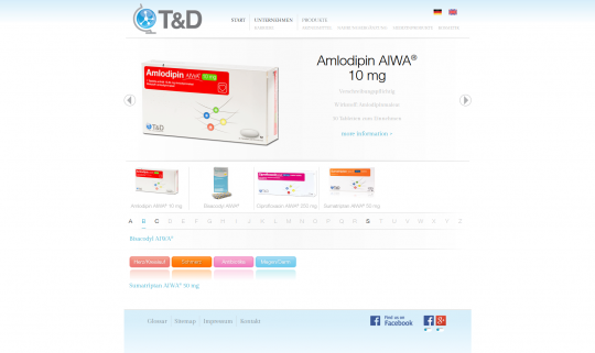 Produkteübersicht TD-Pharma.de Drupal 7 Webdesign