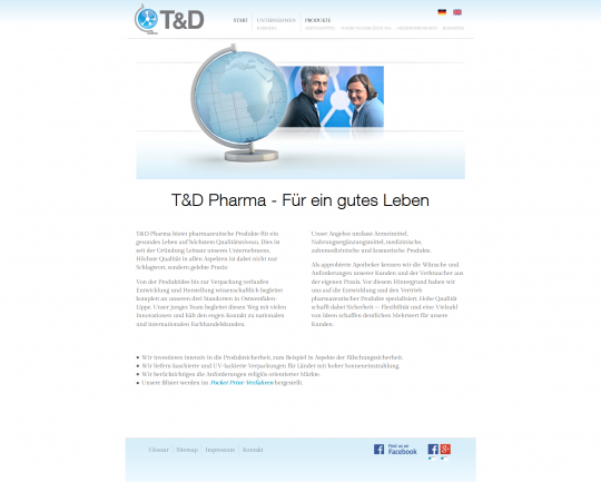 Vorstellung des Unternehmens TD-Pharma.de Drupal 7 Webdesign