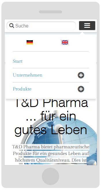 Mobile Navigation TD-Pharma.de Drupal 7 Webdesign