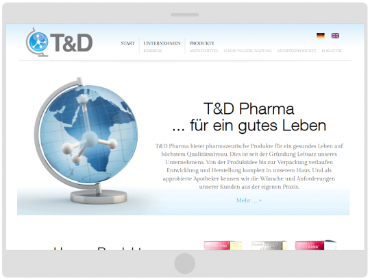 Darstellung auf kleinem Tablet TD-Pharma.de Drupal 7 Webdesign