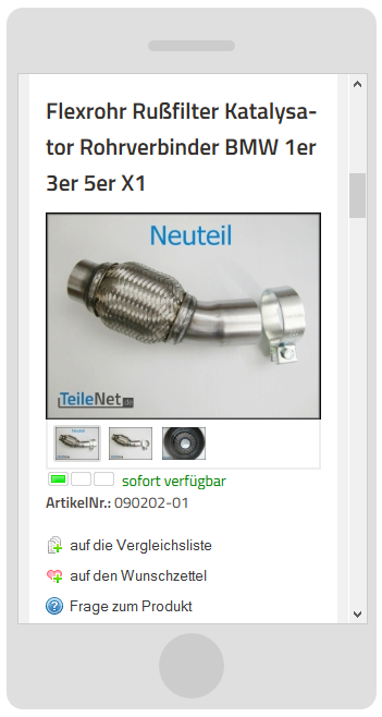 Produktdarstellung auf einem Smartphone