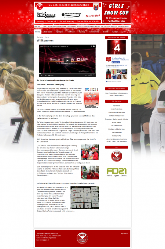 Girlssnowcup.de Webdesign Startseite Desktop PC