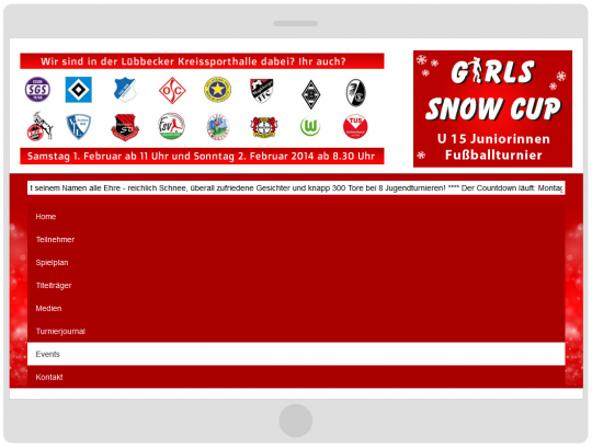 Girlssnowcup.de Webdesign Tablet Ansicht