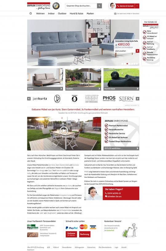 Startseite Zeitlos-Einrichtung.info Onlineshop Webdesign