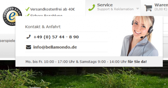 Serviceinformationen von Bellamondo.de