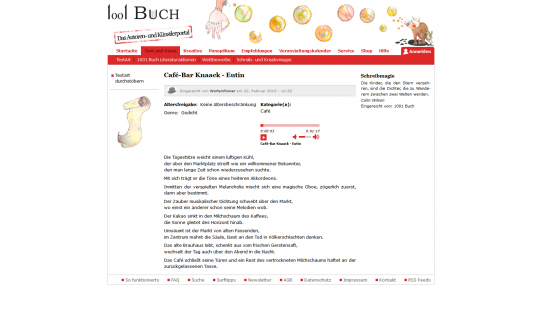 Text und Kunst bei 1001Buch.net - Drupal Onlineportal Webdesign