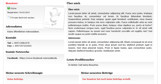 Benutzerprofil bei 1001Buch.net - Drupal Onlineportal Webdesign