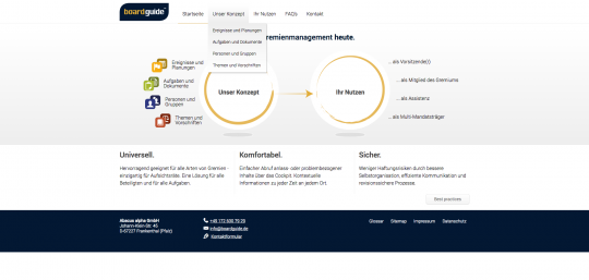 bordguide.de - Drupal 7 CMS Drop-Down Menü Webdesign