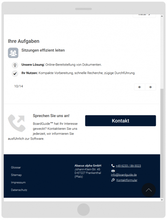 bordguide.de - Drupal 7 CMS Einsatzmöglichkeiten, Kontakt und Footer