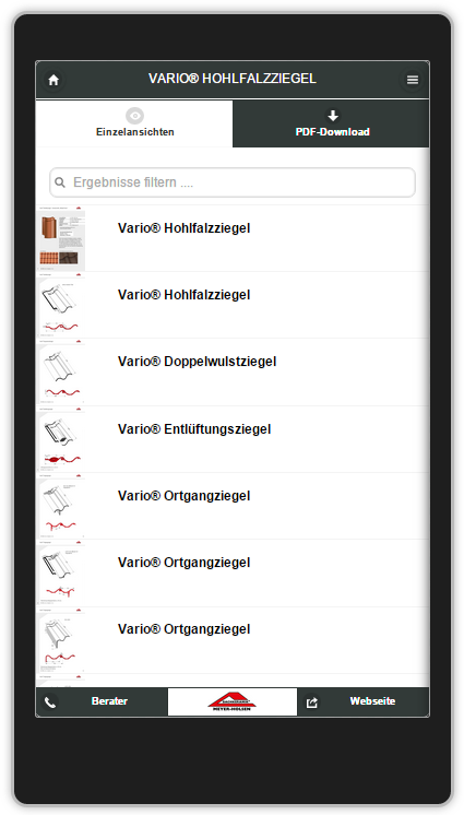 Meyer-Holsen TECHNIK App Modell Vario - App Entwicklung Porta Westfalica