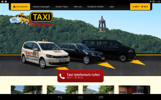 Responsive Webdesign Porta Westfalica Taxi Schrader: Tablet-Ansicht