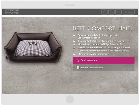 Luxus-Pfote.com: Drupal 7 Commerce Responsive Online-Shop Tablet Landscape
