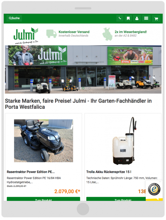 Julmi-Garten.de: Responsive Tablet Ansicht