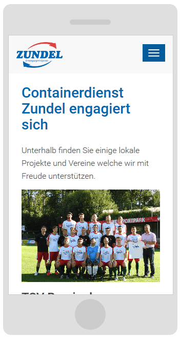 Containerdienst Zundel aus Barsinghausen bei Hannover - Seite Engagement auf einem Smartphone