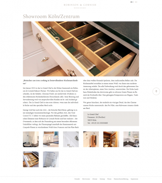 Drupal CMS Webdesign Küchenhersteller Robinson & Cornish Referenz