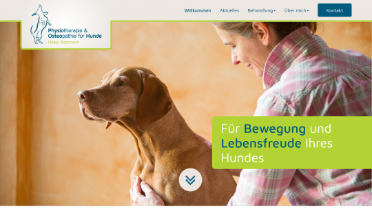 Hundephysio-Minden.de Webdesign Startseite Desktop PC / Laptop