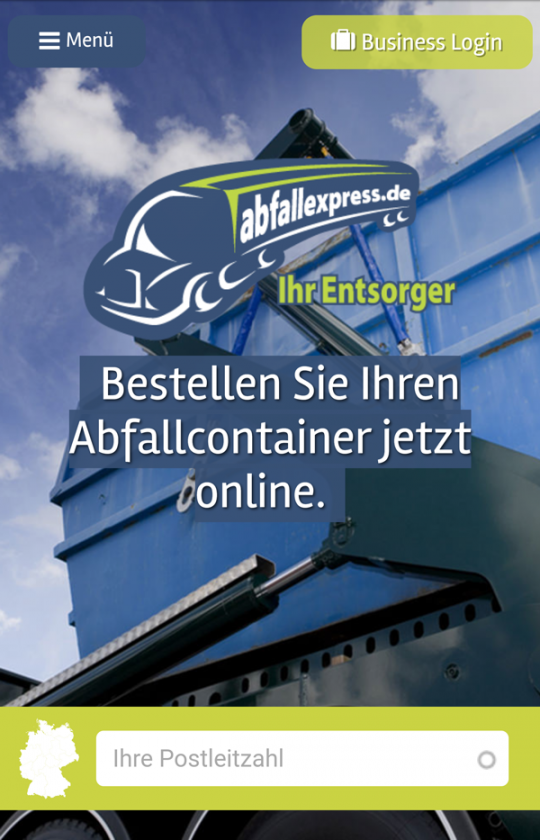 Abfallexpress.de - Portal auf einem Smartphone