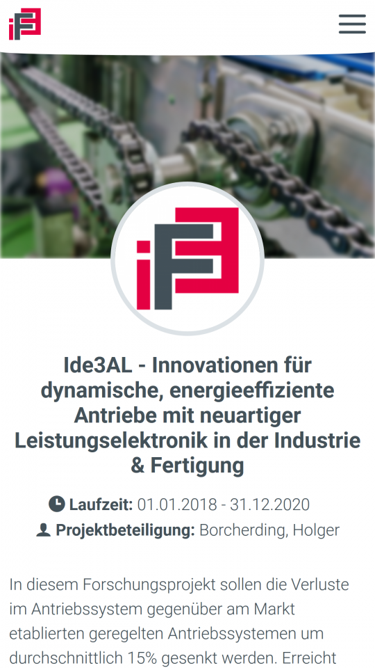 Drupal CMS Webdesigner IFE Projekt Detailseite auf Smartphone